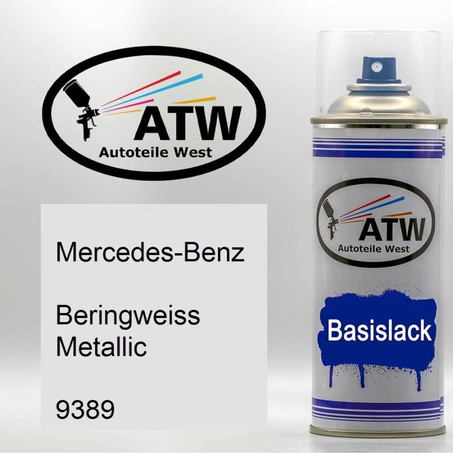 Mercedes-Benz, Beringweiss Metallic, 9389: 400ml Sprühdose, von ATW Autoteile West.